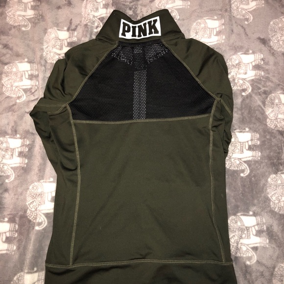 Army Green Full Zip Pink Sweater - Picture 1 of 2